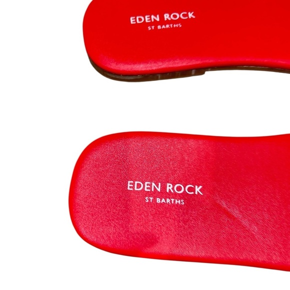 Eden Rock St Barth’s flat slip on Sandals orange white stripe size 10 - Picture 3 of 4